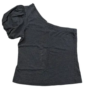 Anthropologie Maeve One Shoulder Top Black White Polka Dot Size Medium thumbnail 2
