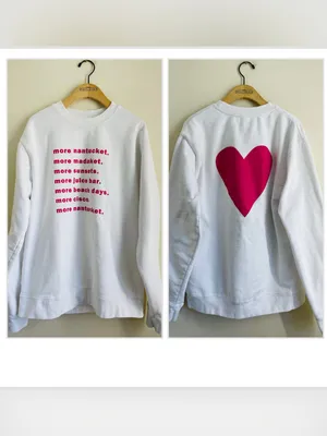 Nantucket I Am My Story Graphic Sweatshirt White Pink Heart Size L Beach Coast thumbnail 2