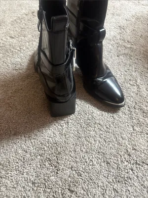 Women's Black Buckle Strap Ankle Booties size 6 thumbnail 4