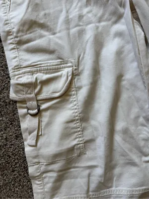 American Eagle lightweight Wide Leg Cargo Pants in White thumbnail 3