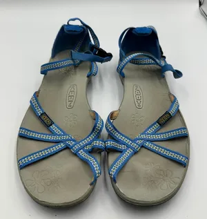 Keen Emerald City Strappy Sandals Blue Yellow Woven Ankle Strap Womens 8 thumbnail 1