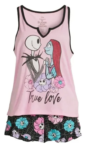 Disney NWT Nightmare Before Christmas Women's Tank Top and Shorts Pajama Set, 2-Piece, Size XL thumbnail 3