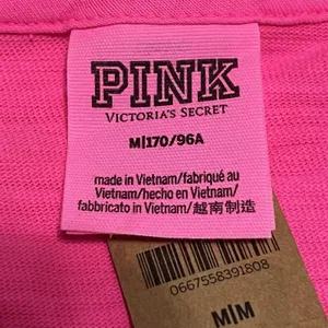 Victoria Secret PINK Crop Top Neon Pink Solid Short Sleeve Crew Neck Raw Cut Hem thumbnail 6
