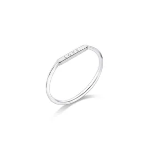 Boutique NEW Women's Dainty‎ White Gold-Plated S925 LOVE Bar Band Ring Size 7 thumbnail 14