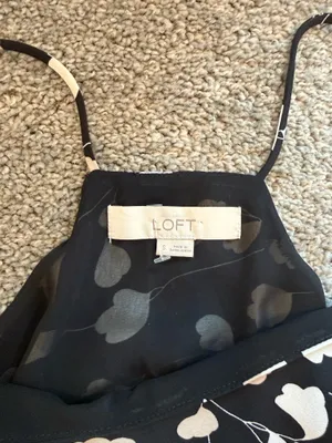 LOFT Black Floral Cowl Neck Camisole thumbnail 3