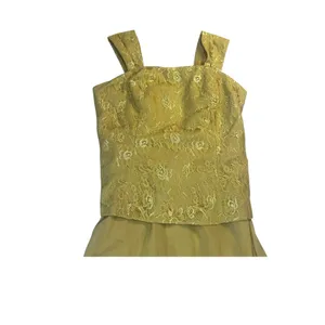 Yellow Lace Overlay Sleeveless Fit & Flare Maxi Prom Dress Size 14 thumbnail 4