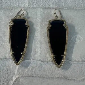 Kendra Scott Skylar Earrings Gold Arrowhead Blue Iridescent Reversible Black‎ thumbnail 2