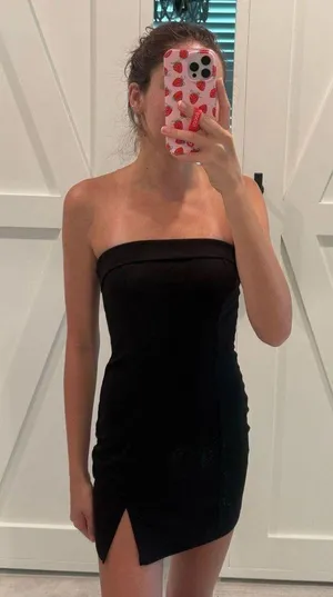 shein black strapless dress  thumbnail 1