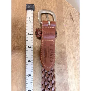 Abercrombie & Fitch Braided Leather Belt Cognac Brown Silver Buckle Womens S thumbnail 5