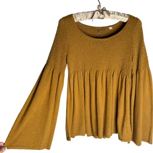 Anthropologie M Knitted and Knotted Esme Wool Blend Bell Sleeve Sweater Babydoll thumbnail 6