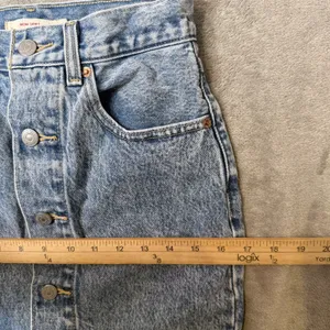 Levis Mom Skirt Light Acid Wash Blue Denim Button Fly Size 24 Jean Retro BOHO‎ thumbnail 12