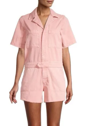 DL1961 Premium Denim Hannah SS‎ Romper Burnt Coral Size M thumbnail 1