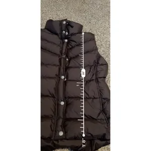 J.Crew Womens Brown Chevron Quilted Down Puffer Vest Large Stand Collar Zip Snap thumbnail 5