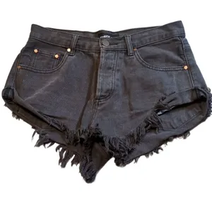 Mustard Seed Black Cut Off Fringe Button Fly Jeans Shorts Size Small thumbnail 1