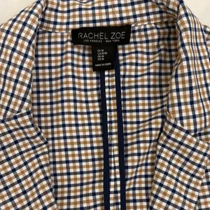 Rachel Zoe Multicolor Neutral Plaid Open Front Preppy Blazer Size Medium thumbnail 4