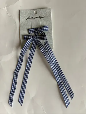 Free people Jordie blue gingham Printed Bow Set Of 2 thumbnail 3