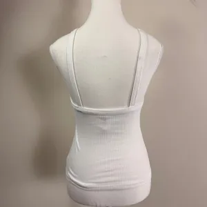 Free People Intimately‎ White Ribbed High Neck Square Neck Tank Top Small thumbnail 3