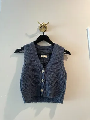FREE PEOPLE Ava Knit Vest in Blue Size Small thumbnail 5