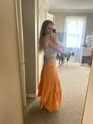 Soft Surroundings Bright orange maxi skirt thumbnail 2
