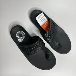 Nike Womens Bella Kai Braided Thong Flip Flop Sandals in Black thumbnail 7