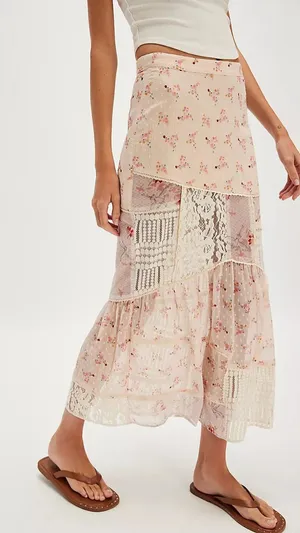 Free People Daniella Lace Maxi Skirt Large thumbnail 1