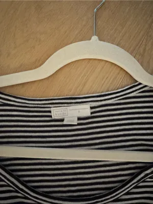 14th and Union Striped Black and White Ruffle Sleeve Top thumbnail 2