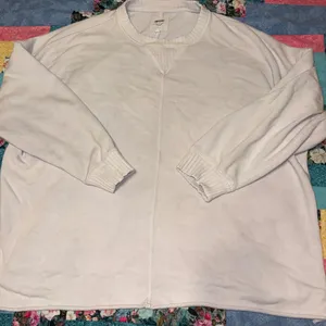 Aerie Womans Medium White Crewneck Long Sleeve Sweatshirt Cotton Polyester Blend thumbnail 1