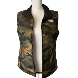 The North Face Womens Camo Puffer Vest Green Brown Quilted Full Zip Small thumbnail 8