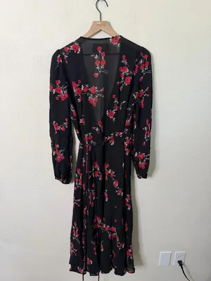Reformation‎ Nicole Dress Floral Wrap Midi Womens Size M thumbnail 4
