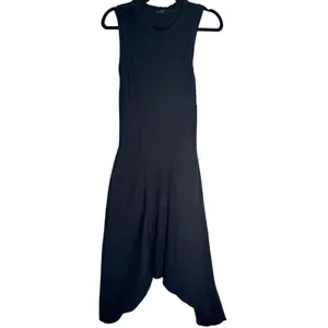 AllSaints Gia Black Asymmetric Midi Dress Ribbed High Low Size 6 thumbnail 3