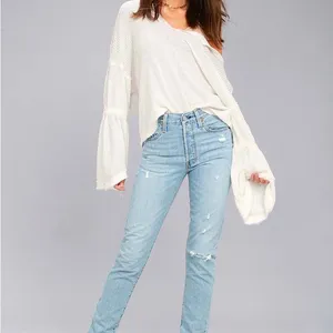 Free People We The Free Dahlia Thermal Waffle Knit Bell Sleeve Top Women’s Small thumbnail 2