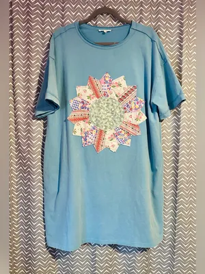 Easel | BOHO PATCH MINERAL WASHED T-SHIRT DRESS BLUE, M thumbnail 4