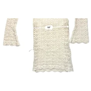 Nasty Gal Ecru Crochet Knitted Open Back Mini Dress Long‎ Sleeve Boho Size 4 NEW thumbnail 7