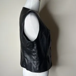 Zara Black Faux Leather Button Up Vest thumbnail 6