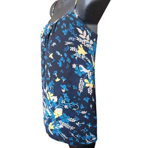 Loft Sheer Black, Yellow & Teal Floral Print Sleeveless Top Size Medium thumbnail 2