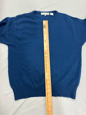 Vintage Danielle Martin 100% Cashmere Mock Neck Blue thumbnail 6