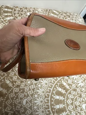 Dooney & Bourke 80s Taupe Pebbled Leather Crossbody with Tan Trim thumbnail 16