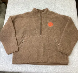 Colosseum Clemson Tigers Womens Sherpa Fleece Half Zip Jacket Tan‎ Large thumbnail 1
