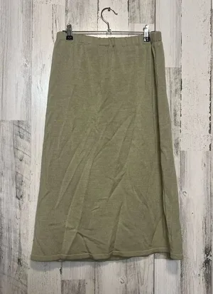 MECO Mode Knit Midi Skirt | Olive Green Stretch Sweater Skirt – Size M Made in G thumbnail 1