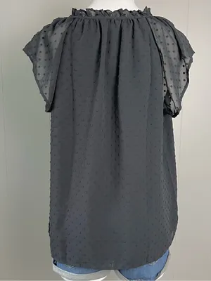 NWT J.Crew Black Swiss Dot Ruffle Sleeve Blouse Medium thumbnail 4