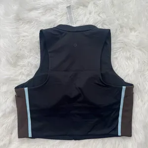 Lululemon Satin Shine Full Zip Tank Top Black Walnut Crunch Foam Cloud Large thumbnail 7