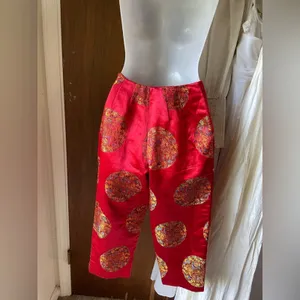 Y2K Chinese medallion Capri pants Red Size XS thumbnail 3