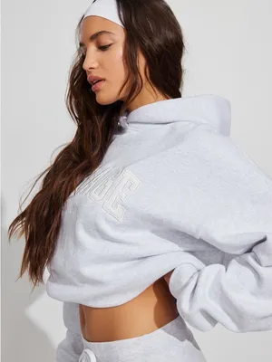 NWOT Garage Ultra Fleece oversized hoodie with pockets size s/m gray/snow white thumbnail 4