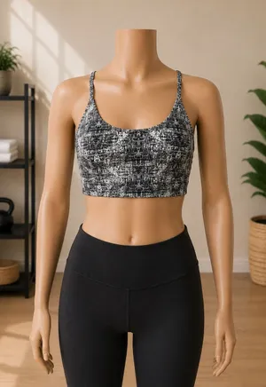 Buff Bunny Black & White Speckled Strappy Sports Bra Size Small thumbnail 1