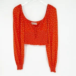 Urban Outfitters‎ Old Soul Floral Cropped Top Women's S Orange European Summer thumbnail 2