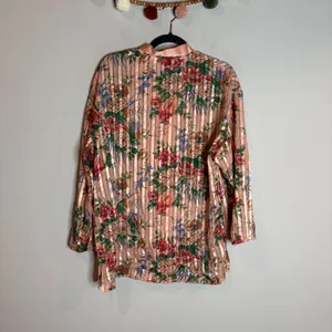 Vtg Gold Label Victoria's Secret floral striped sleep shirt thumbnail 4