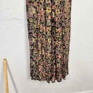 Vintage Handmade Dark Floral Sheer Maxi Dress Women M Cottage Core Fairy Romance thumbnail 11