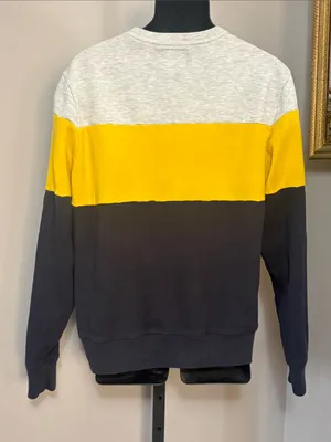 47 Brand Michigan UOFM Large Colorblock Crewneck Sweater - Yellow, Navy, Light Gray thumbnail 2