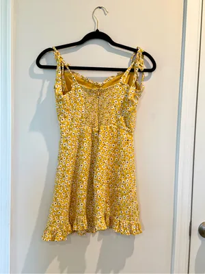 Yellow Floral Tie-Shoulder Sundress thumbnail 3