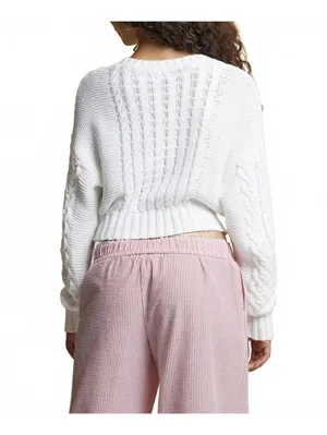 PacSun Cotton Beverly and Beck Heart Cable Knit Crew Neck Sweater White NWT XXL thumbnail 2